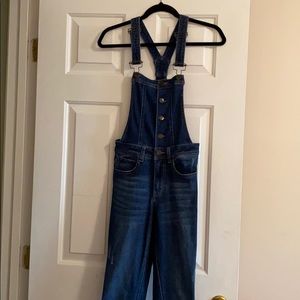 Skinny fit denim overalls
